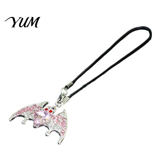 Holiday Car Gift Bling Rhinestone Bat Hanging Accessories, Halloween Sparkly Rear View Interior Decoration Mirror Charm, Cute Ornament for Men