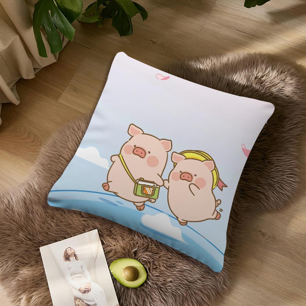 

Наволочка с изображением свиньи Лулу из мультфильма, акцент для гостиной, поддержка спинки дивана, квадратный диван, компаньон для спокойного сна 40x40CM(16x16in)