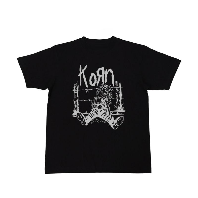 Logo KORN Heavy Metal Band T-Shirt 100% Cotton Graphic Tee Men Women Summer Streetwear Top