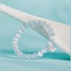 8mm White Cat's Eye Stone Elastic Bracelet for Girls Simple round Bead Jewelry Gift for Women