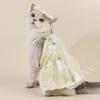 Spring and Summer Breathable Cat Clothing Dog Clothing Pet Cotton Floral Suspender Dress Comfortable Mesh Dress Formal Dress
