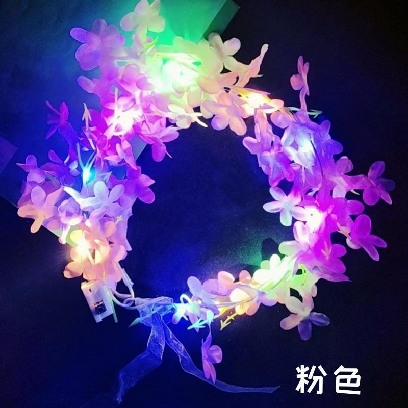 1pcs Women Girl LED Hawaii Hawaiian Lei Headband Glow Light Up Bridesmaids Bridal Flower Crown Wreath Birthday Wedding Party