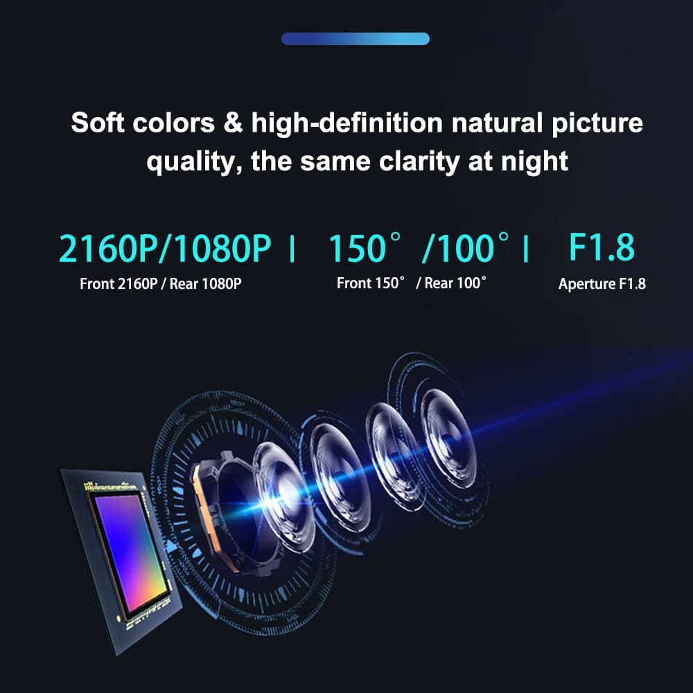 Câmera de painel de três lentes para carros Black Box HD 1080P Gravador de vídeo de carro com WIFI Visão noturna G-sensor Gravação em loop DVR Câmera de carro