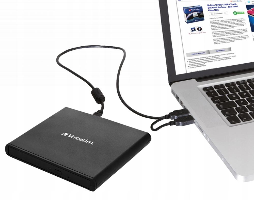 Verbatim External CD/DVD RW Burner USB 2.0 SLIM