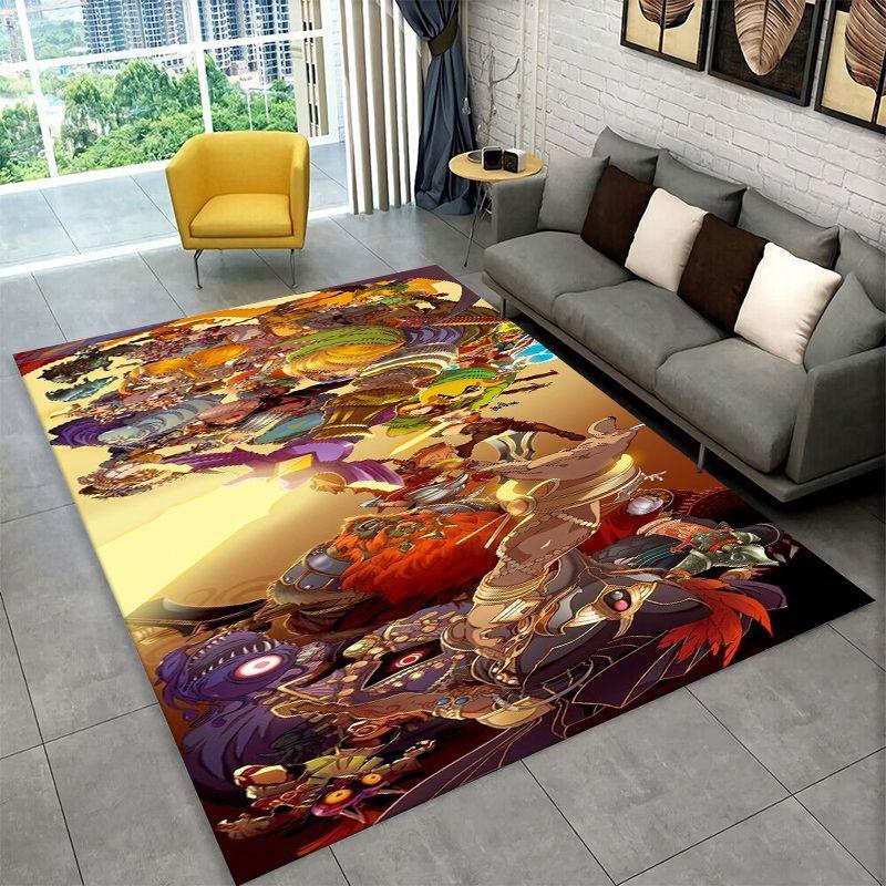 Classic Z-Zelda Cartoon Games Non-Slip Area Rug for Living Room,Bedroom,Playroom,Soft Carpet Floor Mat Home Decor Rug Kids Room