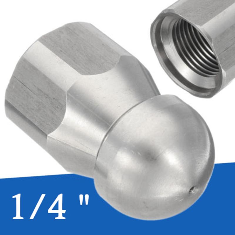 1/4 Inch Pressure Washer Drain Sewer Cleaning Female Nozzle Jet Hole 1 Forward 3 Rear Spray High Quality Stainless Steel 17mm OD