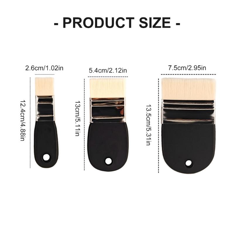 3 Pcs Wide Paint Brushes with Short Handle Painting Brush Flat Paddle Paint Brush Set for Oil and Acrylic Painting