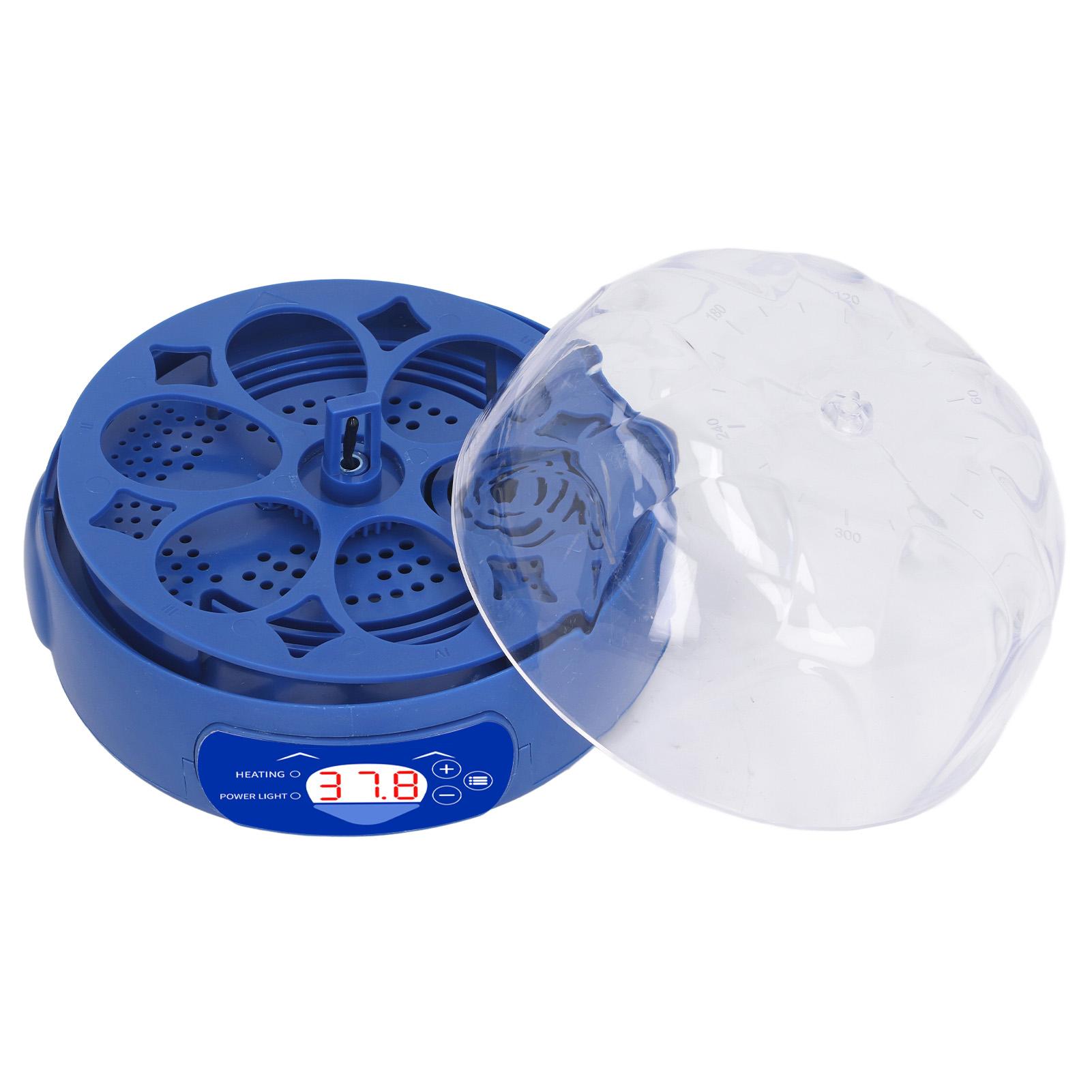 

Egg Incubator 6 Eggs 15W Blue with Automatic Turner Egg Candler Display Temperature Control Poultry Hatching Machine