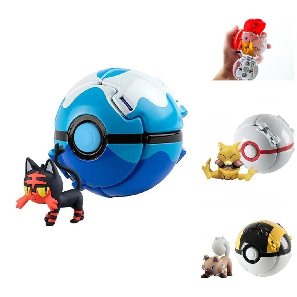 Pokemon Poke Ball Elf Figure Model Toy Pikachu Charmander Litten Rockruff Game Anime Figure