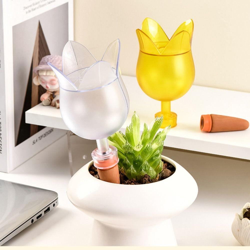 Clear Plant Automatic Watering System Balls Tulip Shape Self Watering Globes Plant Waterer
