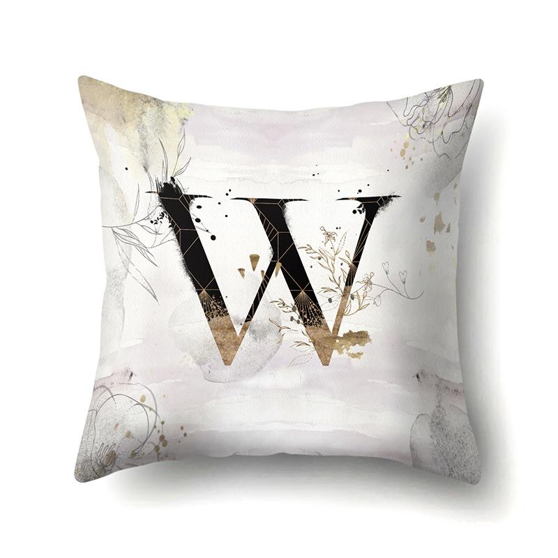 

Polyester Pillow Case Car Ink And Ancient Style Home 26 English Letters Printed Sofa Pillow Case Premium Durable No pillow core