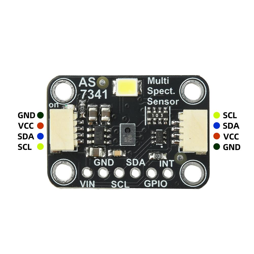 AS7341 11‑Channel Light Spectrum Sensor Board I2C 3.3V‑5V Support 50 60Hz Flicker Detect For Plant Light Source Analysis DIY