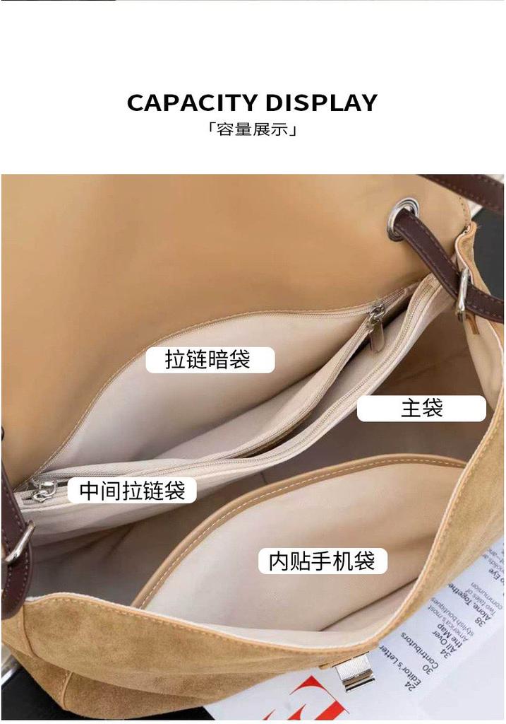 NIKI BAGS Large-capacity women's tote bag casual commuting shoulder bag simple leather bag suede leather high-quality hobo bag