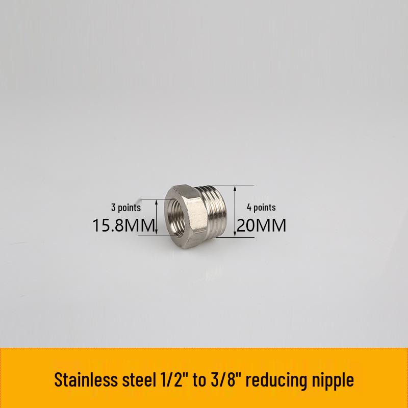 304 Stainless Steel Reducing Nipple, Male/Female, Thickened, 6-Point to 4-Point, 4-Point to M14 Pressure Gauge Adapter