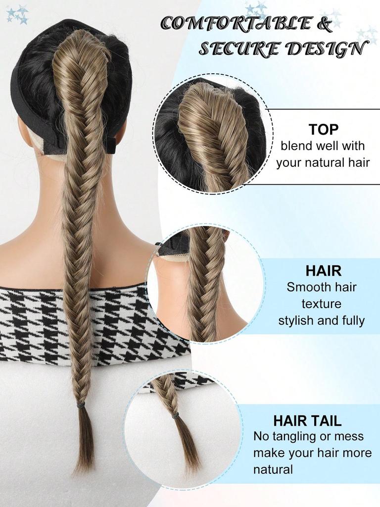 Extension per capelli con coulisse a spina di pesce intrecciata sintetica, per donne, 24 pollici, con coulisse a spina di pesce intrecciata