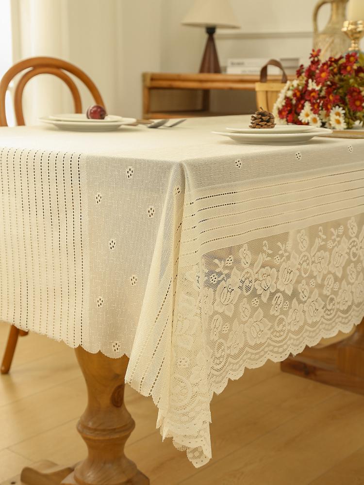 New American Hollow Lace Tablecloth American Country Rectangular Placemat Picnic Cloth Coffee Table Cloth