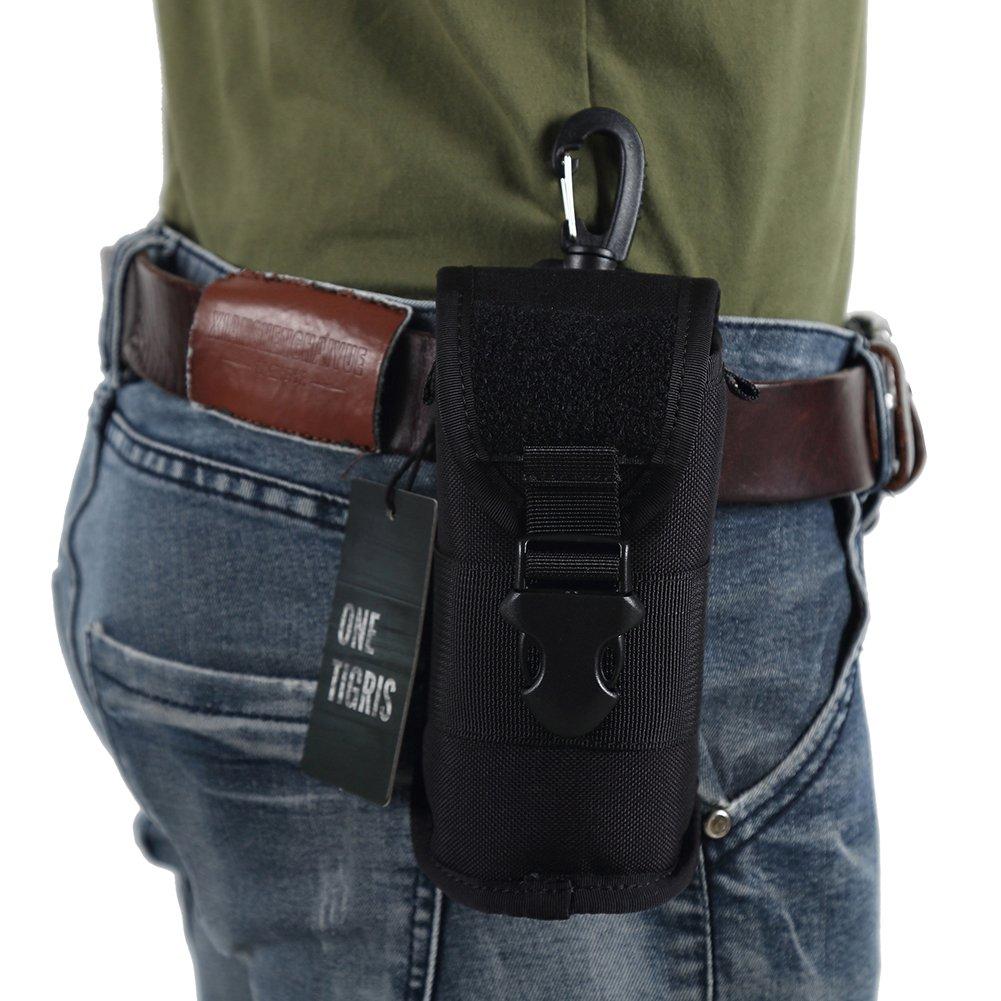 OneTigris MOLLE Hartbrillenetui, Sonnenbrillenetui mit Brillenputztuch, Tragbar (Schwarz)