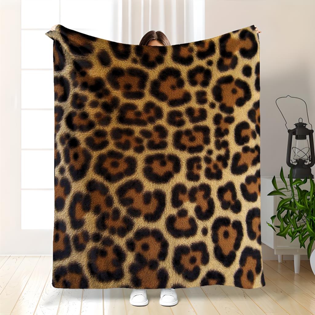 Leopard Print Blanket Bold Animal Pattern Soft Fleece Throw Cozy Home Decor Gift For Fashion And Wildlife Lovers40x50 75X95CM