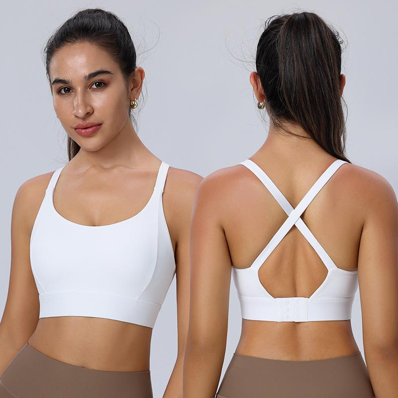 "Quick-Dry Shockproof Cross-Back Sports Bra for Running & Yoga"