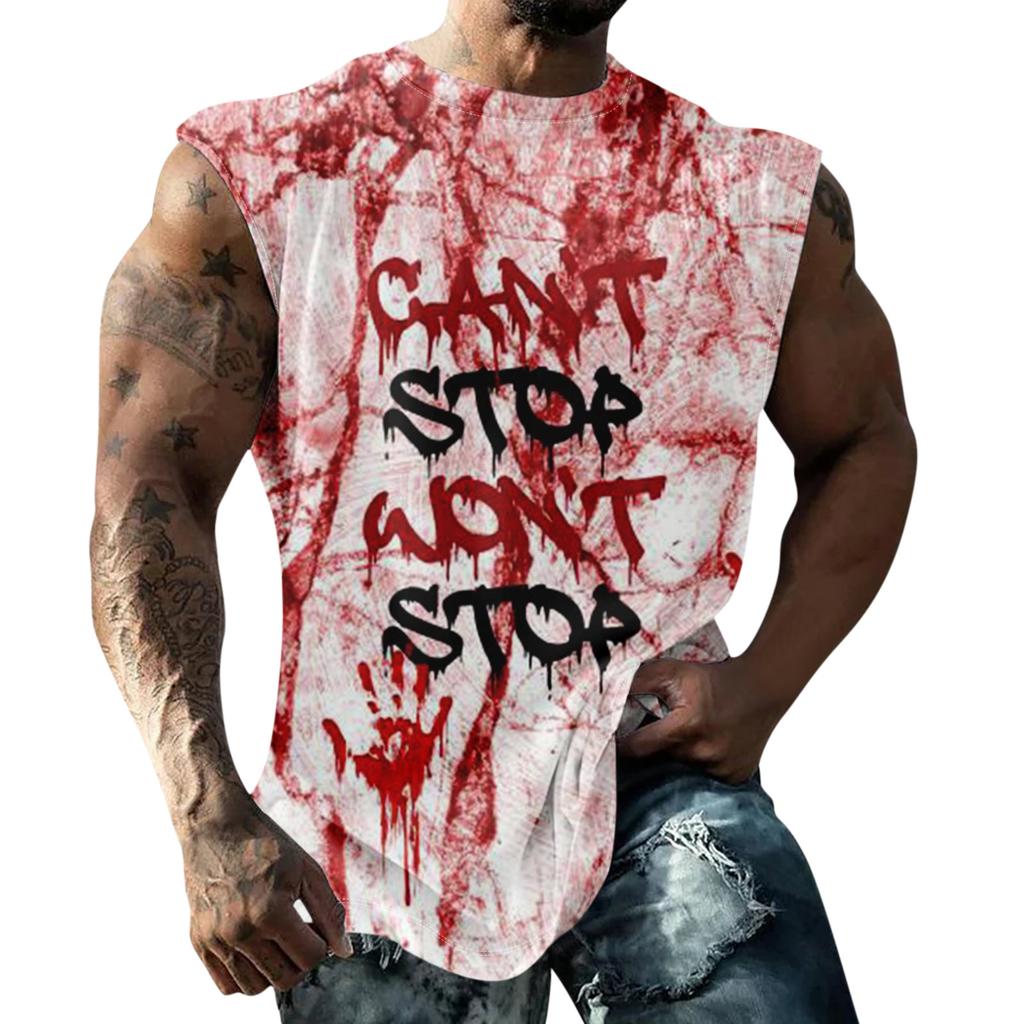 Pánská Halloweenská Hororová Texturovaná Potisk Ležérní Sportovní Volná Bez Rukávů Vesta