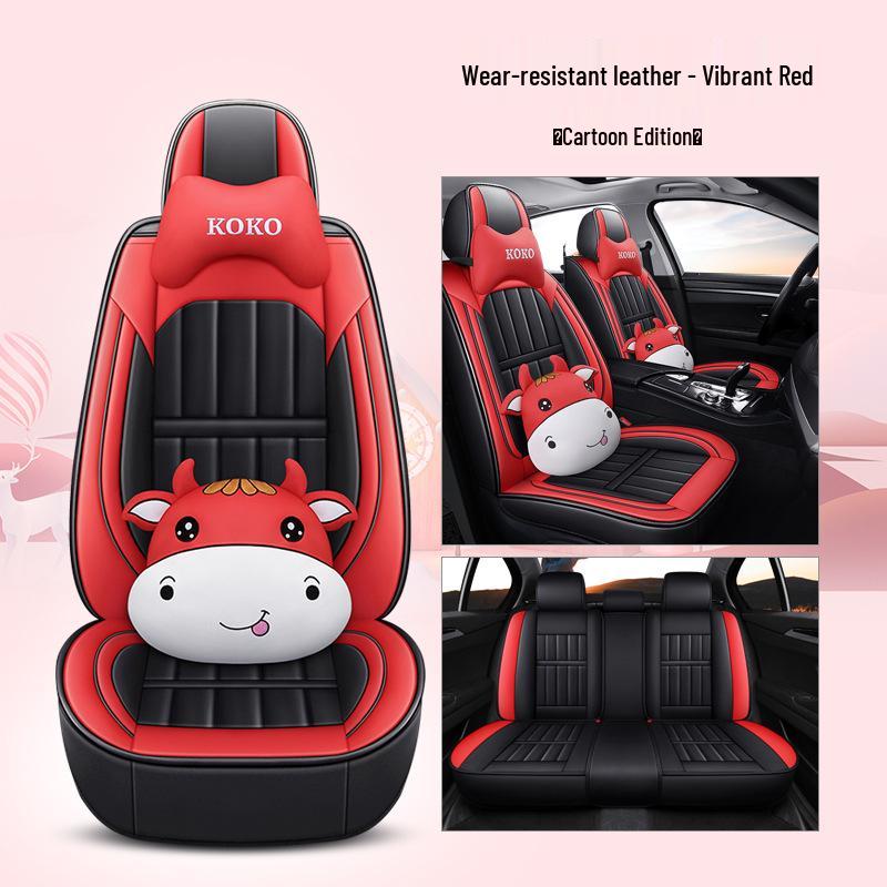 Universal Four-Season Leather & Ice Silk Car Seat Cover Cushion for All Models
