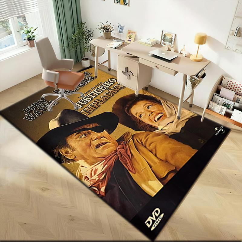 1pz Tappeto John Wayne e la Cowgirl Western per Soggiorno Camera da Letto Casa Decorazione Divano, Tappetino Antiscivolo per Giochi Bambini