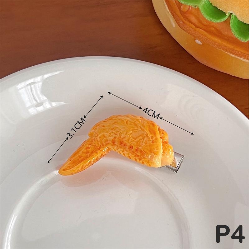 Funny Roasted Chicken Legs Hairpin Crispy Wings French Fries Hair Clips Simulation Food Fried Chicken Hairpins Hair Accessories