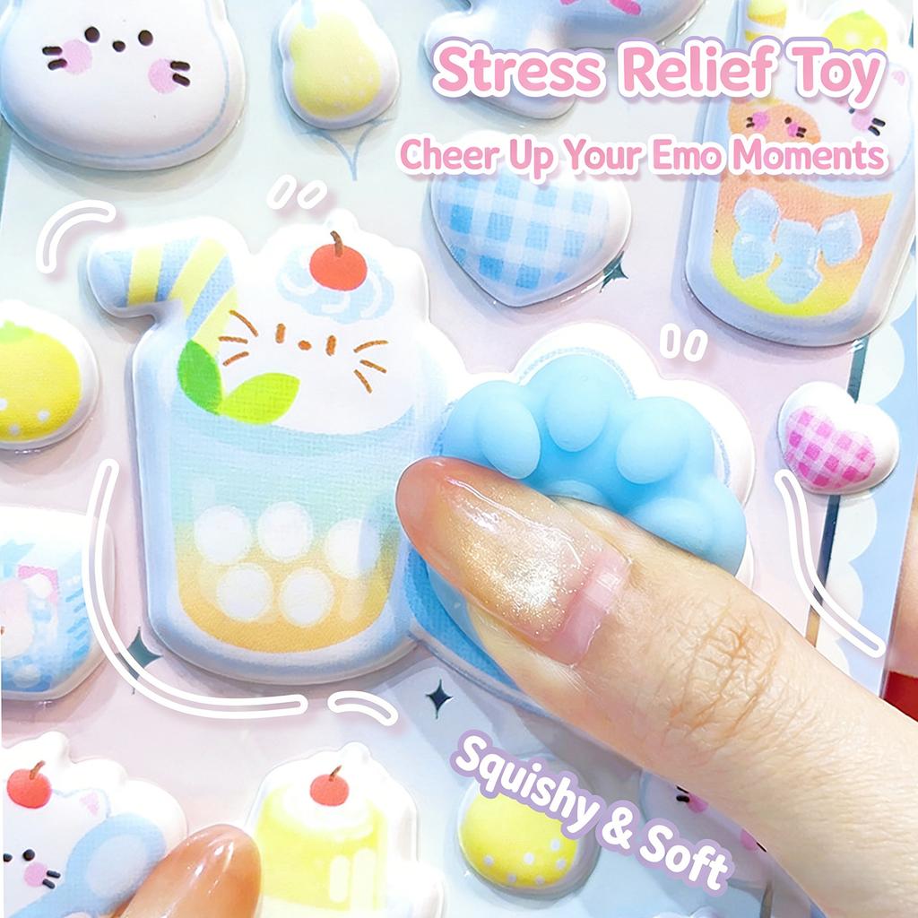 Cute Small Sticker for Kids & Adults, Reusing Tiny Sticker for Scrapbooking Puffier Sticker Sheets Decorative Sticker