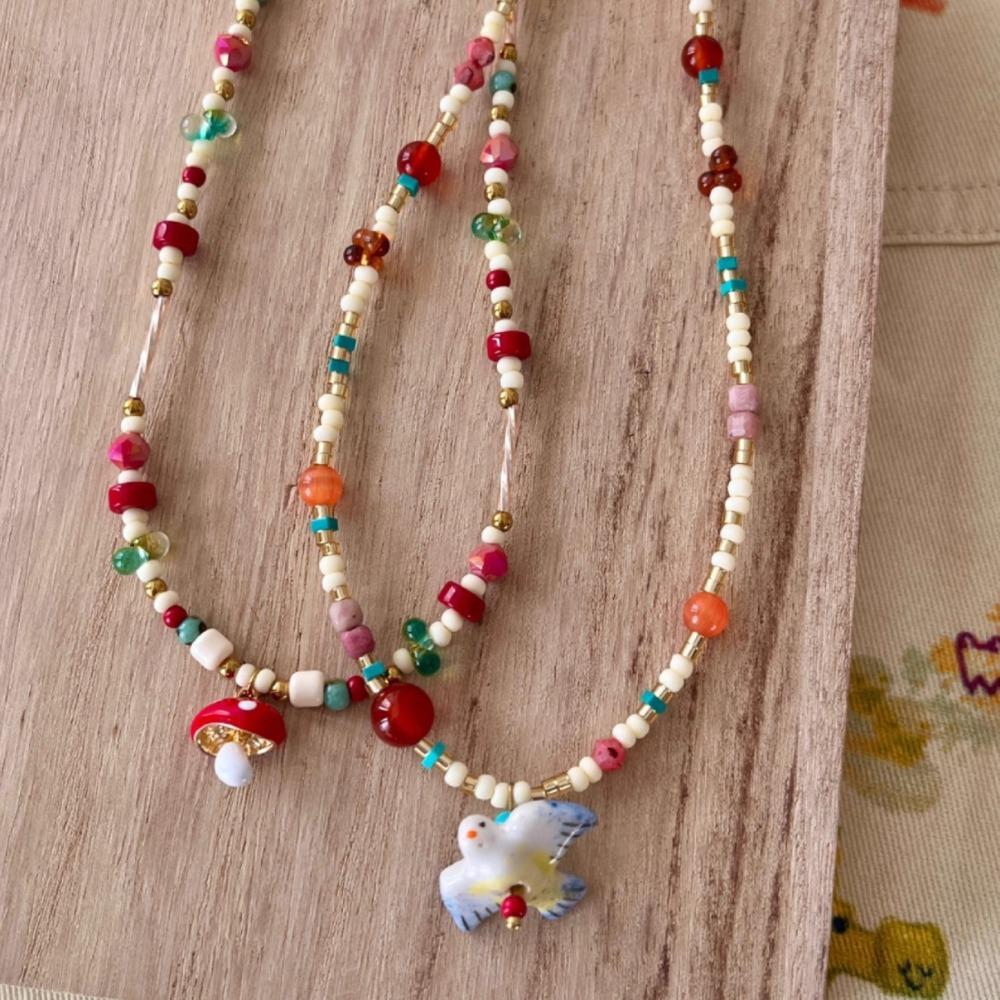 Ethnic Style Colorful Stone Choker Necklace Neck Jewelry Pearl Clavicle Chain  Friends