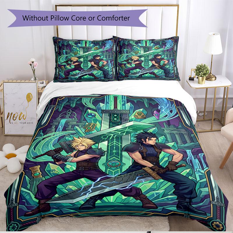 3pcs Duvet Cover Set (1*Duvet Cover + 2*Pillowcase, Without Core), Final Fantasy Print Soft All‑Season Bedding Set, Home Bedroom Decor Gift