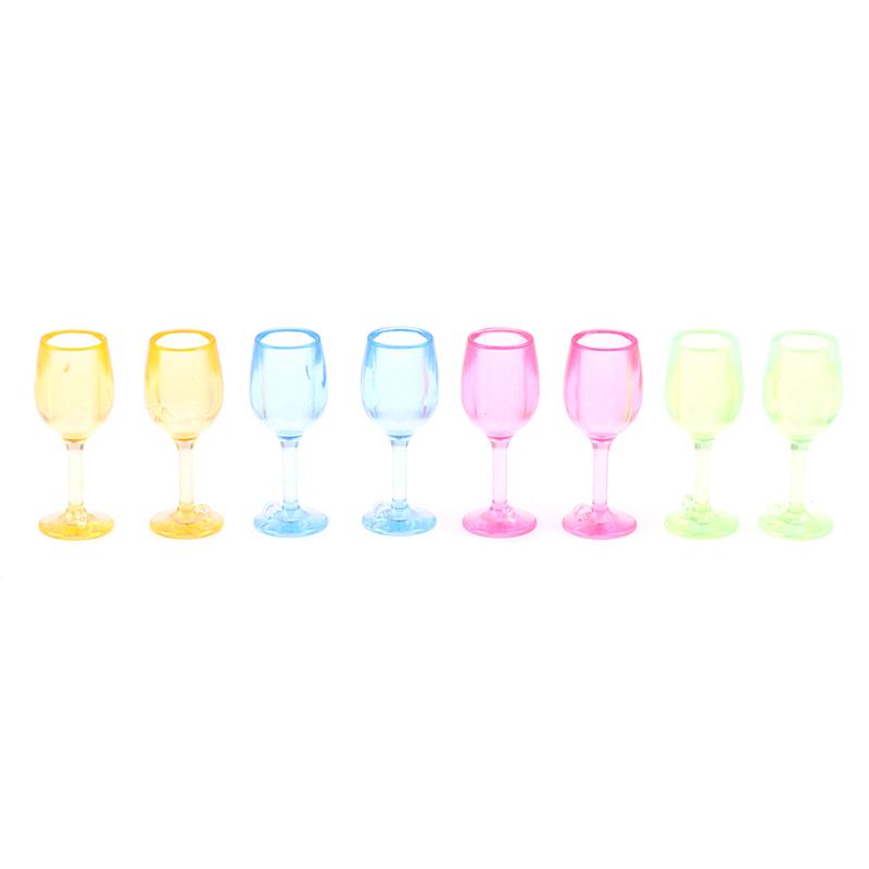 5Pcs 1:12 Doll Houses Colorful Wine Glass Cup Goblet Bar Drinking Miniature