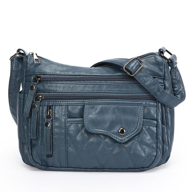 Middelaldrende og eldre kvinners veske skulderveske vintage mykt skinn mammaveske lett crossbody-veske