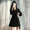 High Sense Hepburn Style Black Suit Dress Spring and Autumn New Women's Clothing Small Bottom Skirt