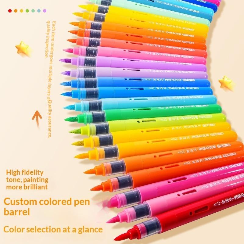 Direktes Flüssig-Acryl-Marker-Stift Weiche Spitze Legbarer Aquarell-Stift Sichtbarer Tintenstand Kunst-Farbstift Für Schüler Graffiti Diy Zeichnen