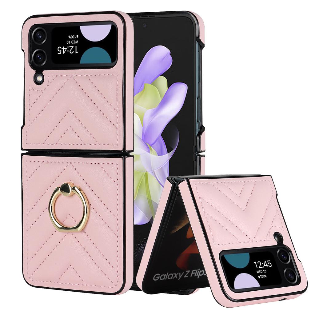 Z Flip6 Rotary Folding Mobile Phone Case for Women Suitable for Samsung Flip5 Fashion Protective Case Small Fragrance Style Mobile Phone Leather Case