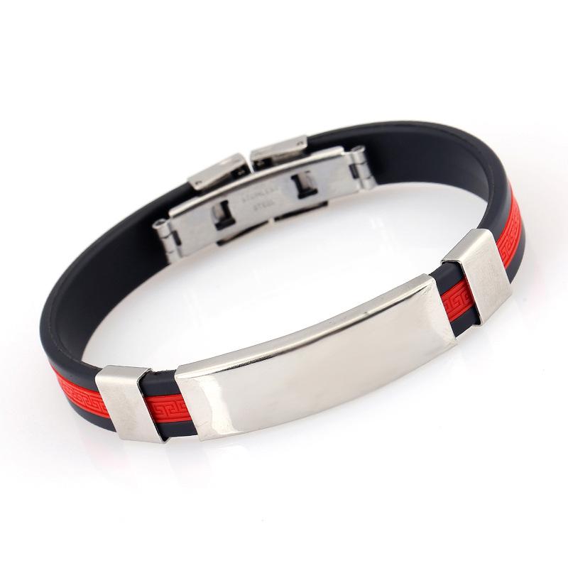 Korean Style Titanium Steel Men's Silicone Bracelet - Trendy Stainless Steel Bangle Jewelry