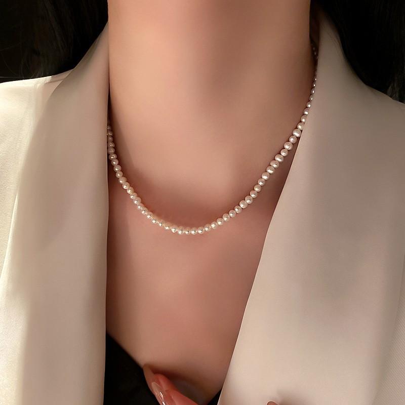 Freshwater Pearl Necklace Temperament Design Sense Item Decoration Simple Style Personality Trendy Neck Chain