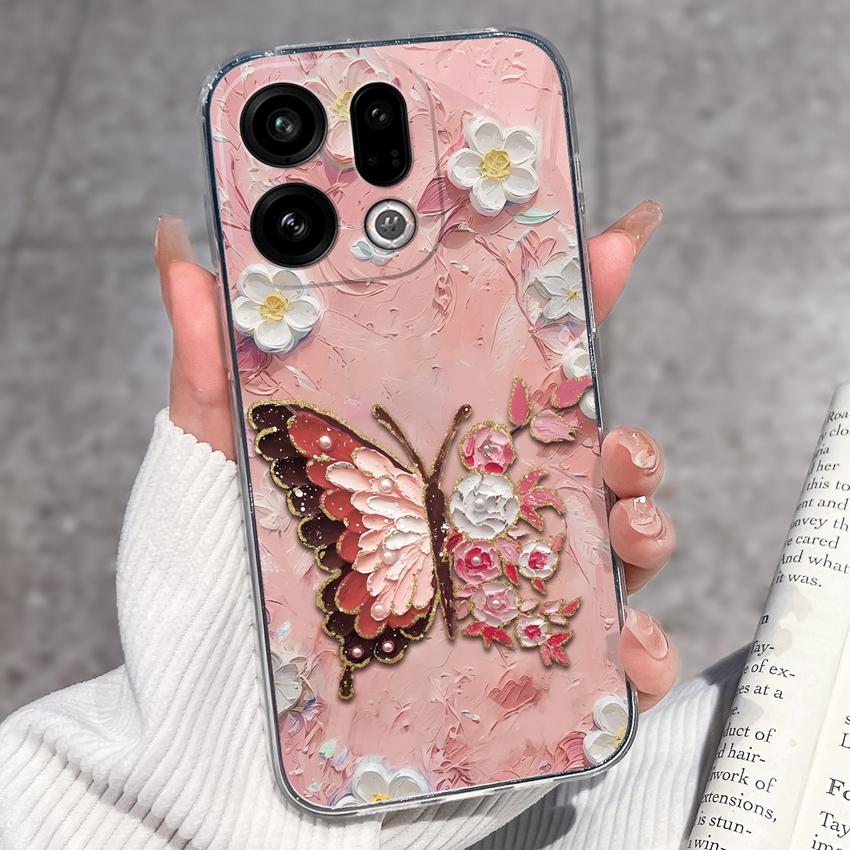 For Oppo Find X9 X8 X7 X5 Pro X2 Lite Reno8 Pro Pro+ Phone Case Black Cat Wine Glass Patterns Transparent TPU Protection Covers For Oppo Bumper Casing