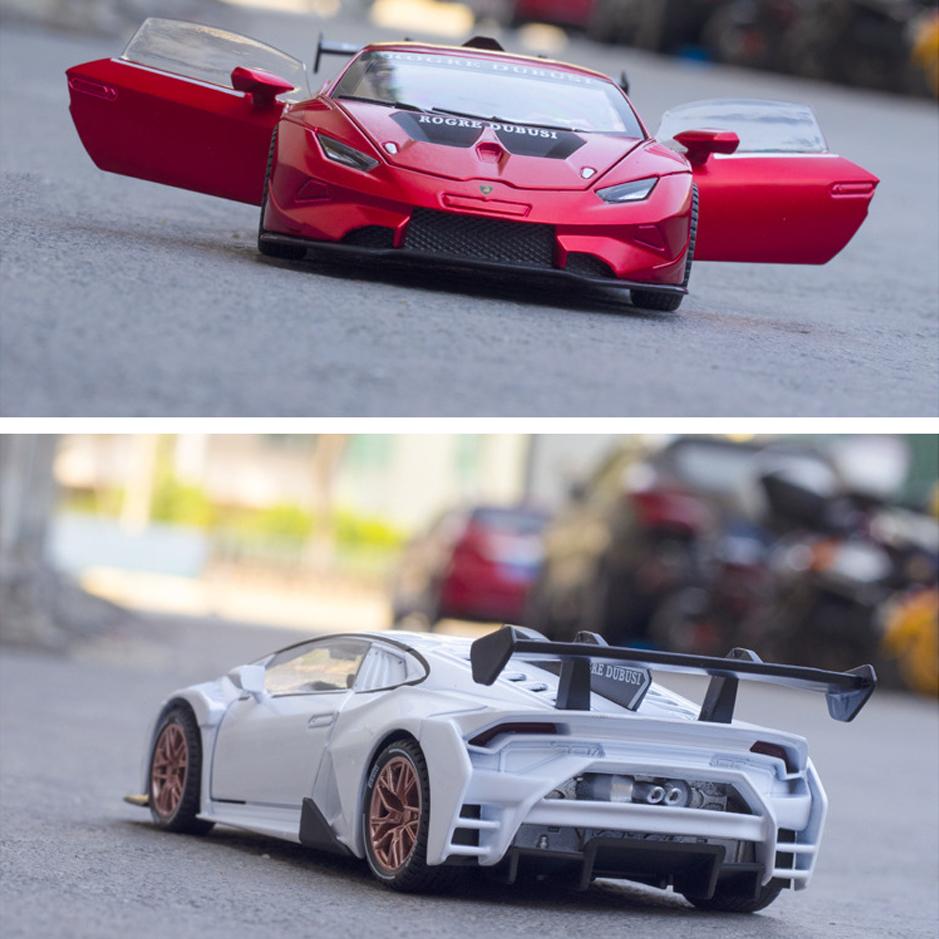 1/32 Scale HURACAN ST EVO Diecast Car Model Toy, Pull Back Toy Vehicle with Sound and Light for Kids Toddler Boys Girls Gift Collection