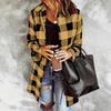 Fall Winter Vintage Plaid Long Sleeve Lapel Women's Loose Casual Shirt Jacket, Leisure Outerwear