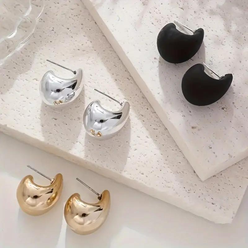 Punk Trendy Thick Water Drop Stud Earrings Fashion Multi Color Geometric Earrings Women's Aesthetic Party Zircon Gifts