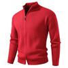Men's Solid-Color Winter High-Neck Double-Zip Cardigan Sweater Jacket