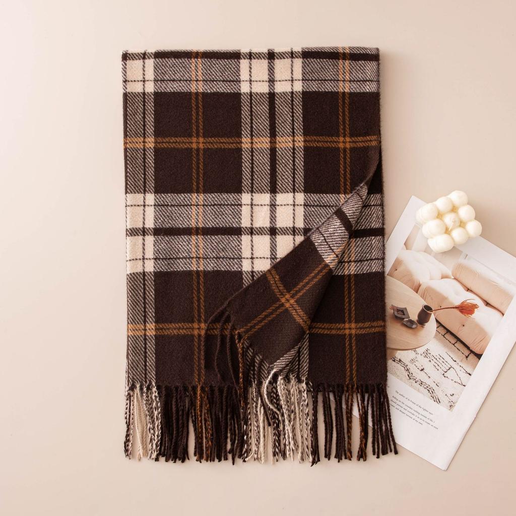 Retro British imitation cashmere plaid scarf, warm in autumn and winter, scarf shawl, commuting versatile couple