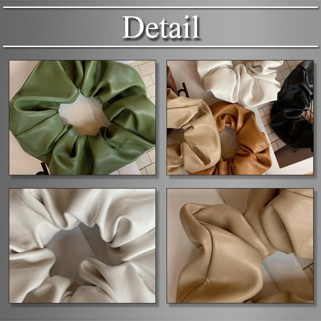 Buzz Selection Hair Tie PU Leather and Synthetic Stylish and Cute Hair Accessory for SG003 Scrunchie, Leather, Women, (Brown)