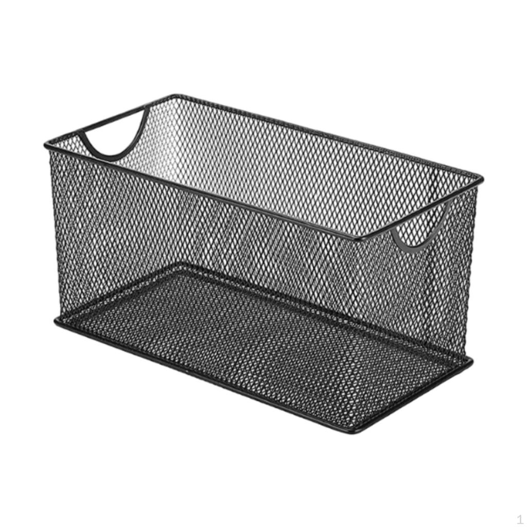 CD Storage Box Countertop Basket Rectangle Metal Mesh Open Bin for Bedroom