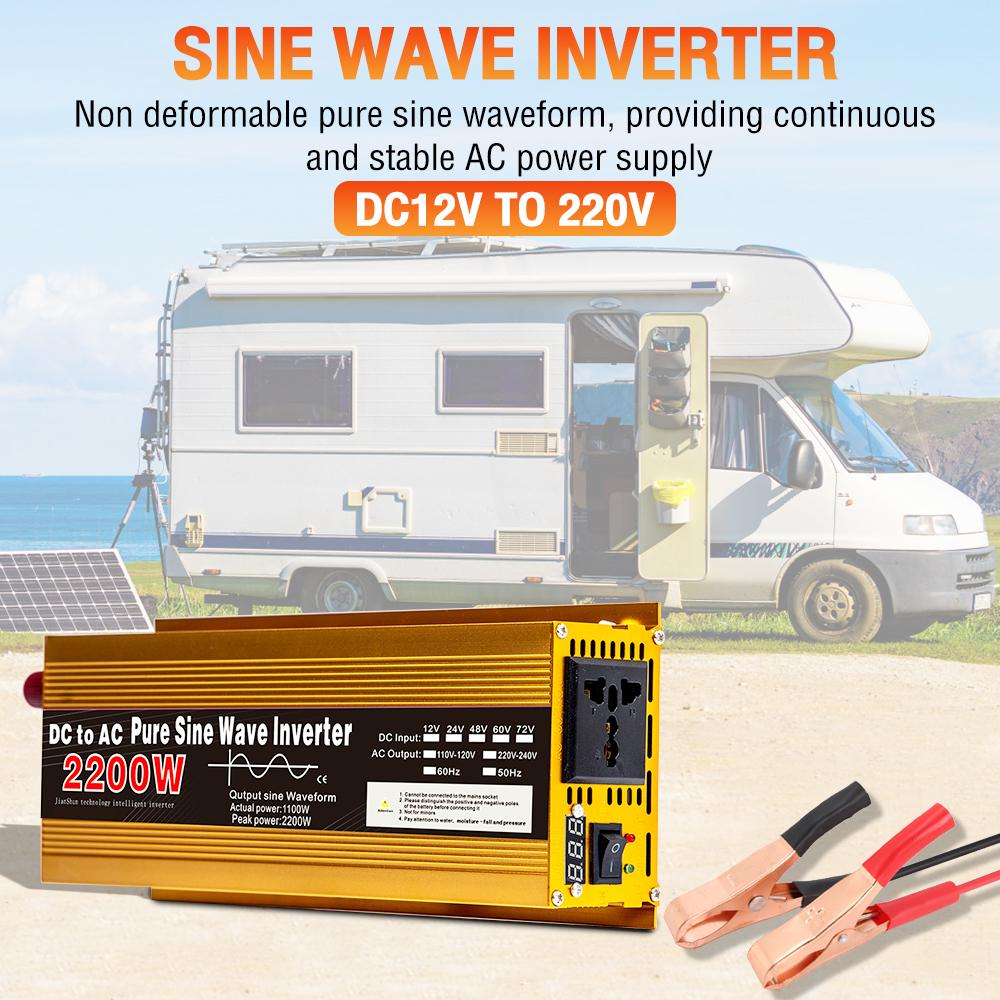 Inverter 12V 220V Pure Sine Wave 1600W 3000W DC To AC Portable Power Voltage Converter Multi-function Car Solar Inverter