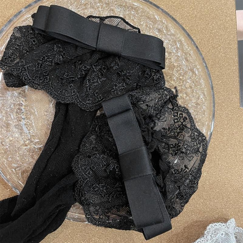 Women Japanese Style JK Girl Flower Lace Ruffle Frilly Ankle Socks Sweet Bowknot Elegant Student Middle Tube Dress Socks
