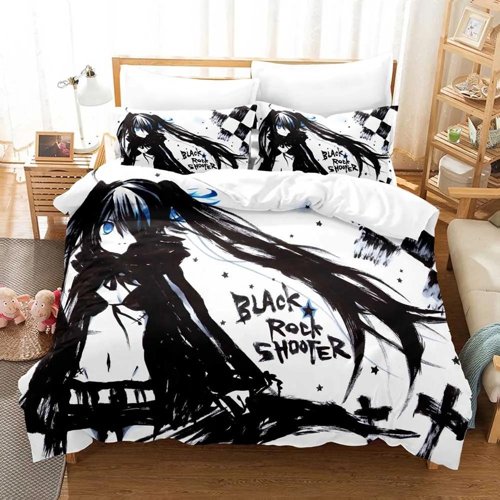 Black Rock Shooter Anime Comfortable Duvet Quilt Cover Pillowcase Bedding Set Children Bedroom Decoration Home Textile