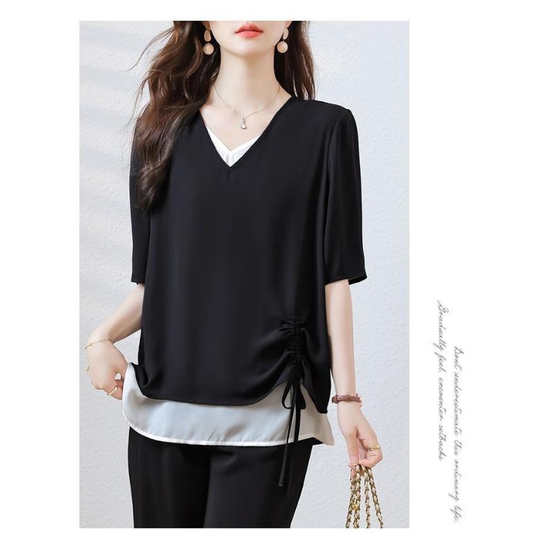 Chiffon Fashionable Short-sleeved T-shirt for Women, Trendy Summer Plus Size Fat Women's Hot Style Tops