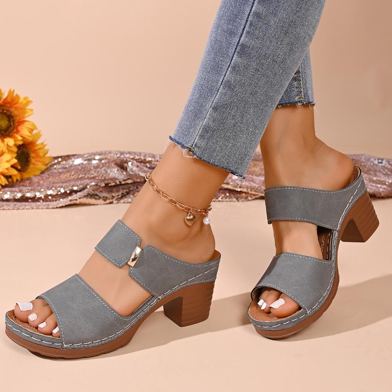 Casual Slingback Slides Shoes Women Summer Lightweight Hollow Sandals High Heels New Dress Chunky Open Toe Slippers Female